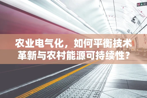 农业电气化，如何平衡技术革新与农村能源可持续性？