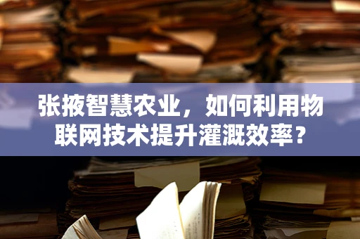 张掖智慧农业，如何利用物联网技术提升灌溉效率？