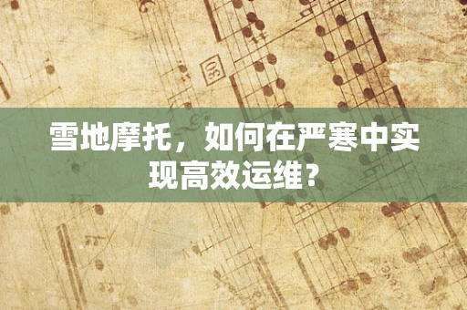 雪地摩托，如何在严寒中实现高效运维？