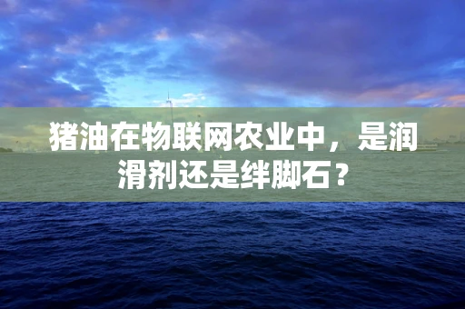 猪油在物联网农业中，是润滑剂还是绊脚石？