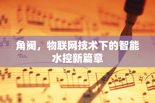 角阀，物联网技术下的智能水控新篇章